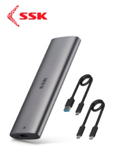 ENCLOSURE SSK DE ALUMINIO TOOL-FREE, USB-C 3.2 GEN 2 PARA SSD M.2 NVME (PCIE) / NGFF(