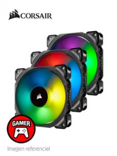 FAN CORSAIR ML120 PRO RGB LED, 12 CM, 1600 RPM, 13.2 VDC, 4 PINES, PWM CONTROL.P