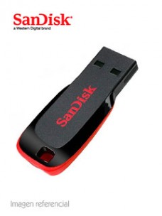 MEMORIA FLASH USB SANDISK CRUZER BLADE , 64GB, USB 2.0, PRESENTACIÃ³N EN COLGADOR.