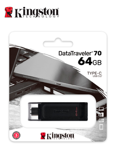 MEMORIA FLASH USB KINGSTON DATATRAVELER 70, 64GB,USB-C 3.2 GEN1, PRESENTACIÃ³N EN COLG