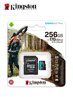 MEMORIA FLASH MICROSDXC KINGSTON CANVAS GO! PLUS,256GB CON ADAPTADOR SD.RENDIMIE