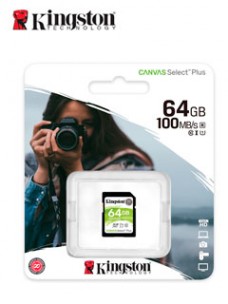 MEMORIA CARD SD KINGSTON CANVAS SELECT PLUS, 64 GB, UHS-I SPEED CLASS 1 (U1).VEL