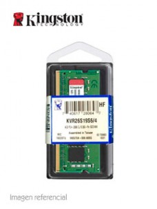 MEMORIA KINGSTON KVR26S19S6 4, 4GB, DDR4, SO-DIMM, 2666 MHZ, CL19, 1.2V. 