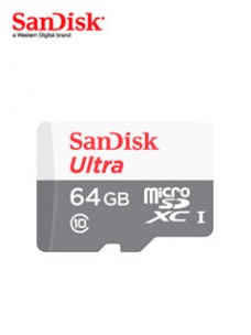 MEMORIA FLASH SANDISK ULTRA MICROSDHC, UHS-I, CLASS10, 64GB, INCLUYE ADAPTADOR SD.
