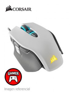 MOUSE Ã³PTICO CORSAIR M65 RGB ELITE FPS GAMING, 18000 DPI, USB, 9 BOTONES, BLANCO.
