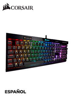 TECLADO MECÁNICO PARA JUEGOS CORSAIR K70 RGB MK.2LOW PROFILE RAPIDFIRE CHERRY MX LP S